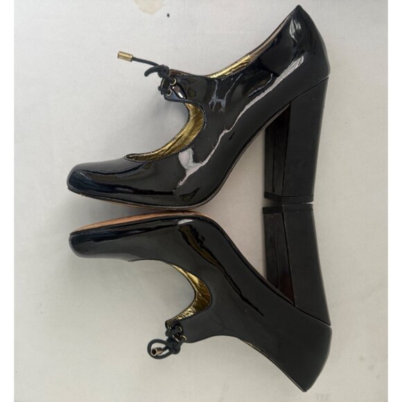 Steven By Steve Madden Black Patent Leather Lace-Up Pumps Babbett High Heel 8.5M - Picture 4 of 9